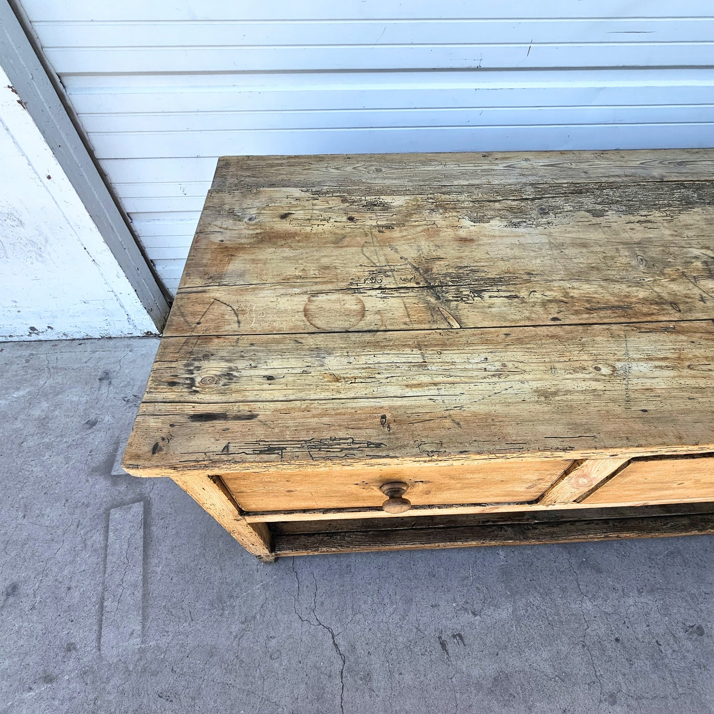 19th C. French Work Table / Island with Drawers on Each Side