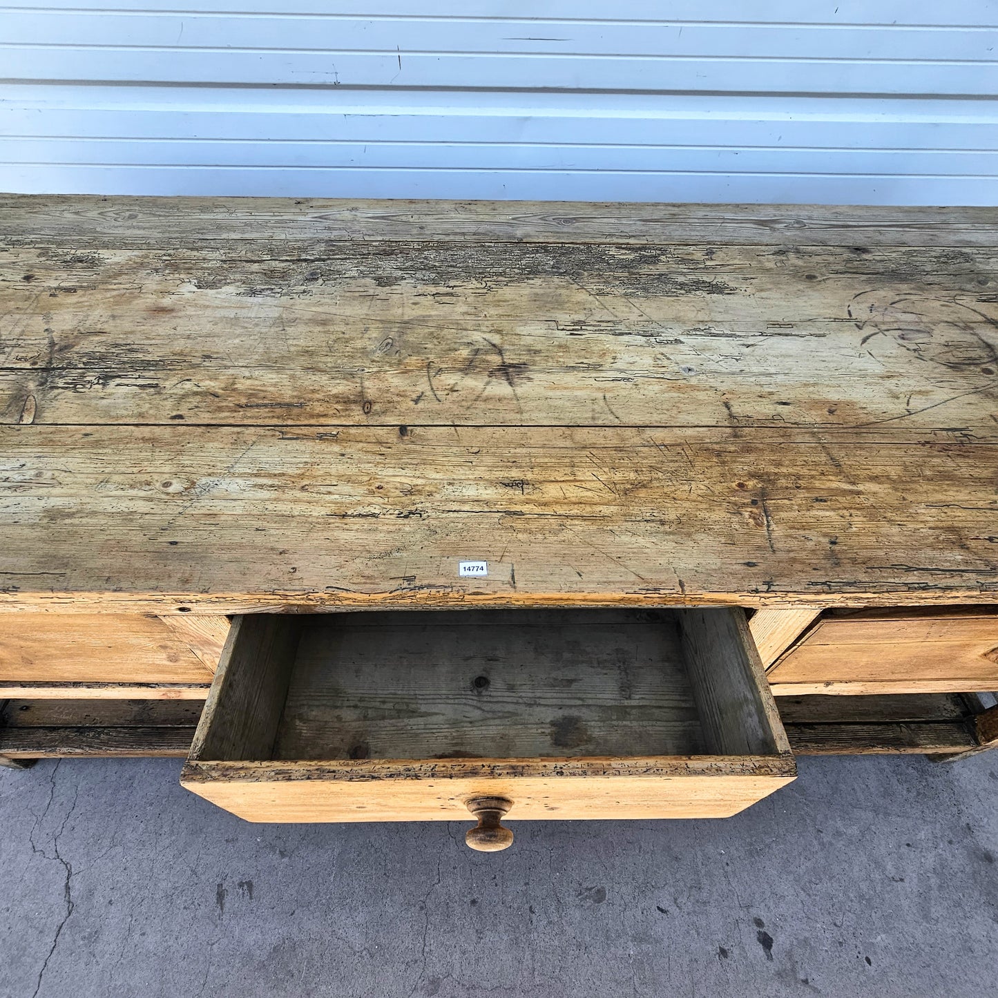 19th C. French Work Table / Island with Drawers on Each Side