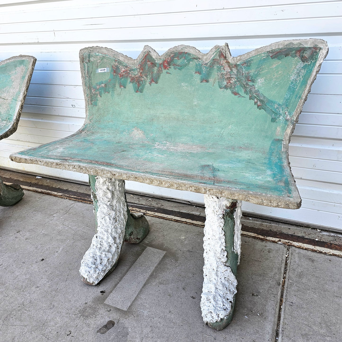 Pair of Faux Bois Concrete Benches