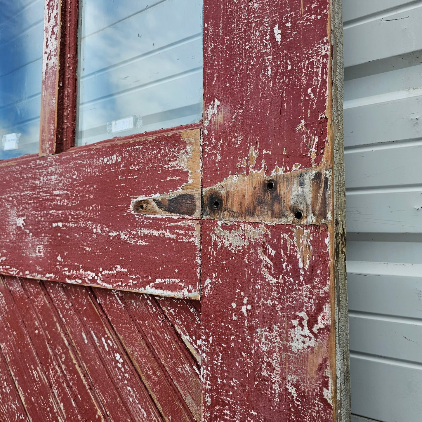 Pair of 2 Lite Painted Wood Antique Barn Doors