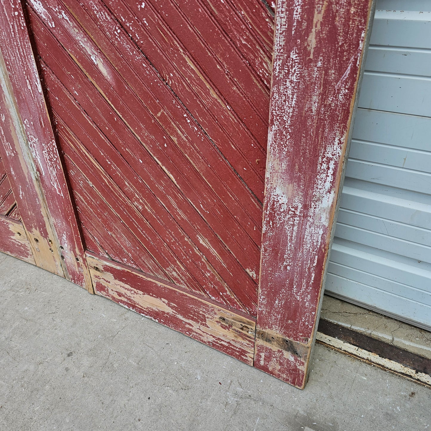 Pair of 2 Lite Painted Wood Antique Barn Doors