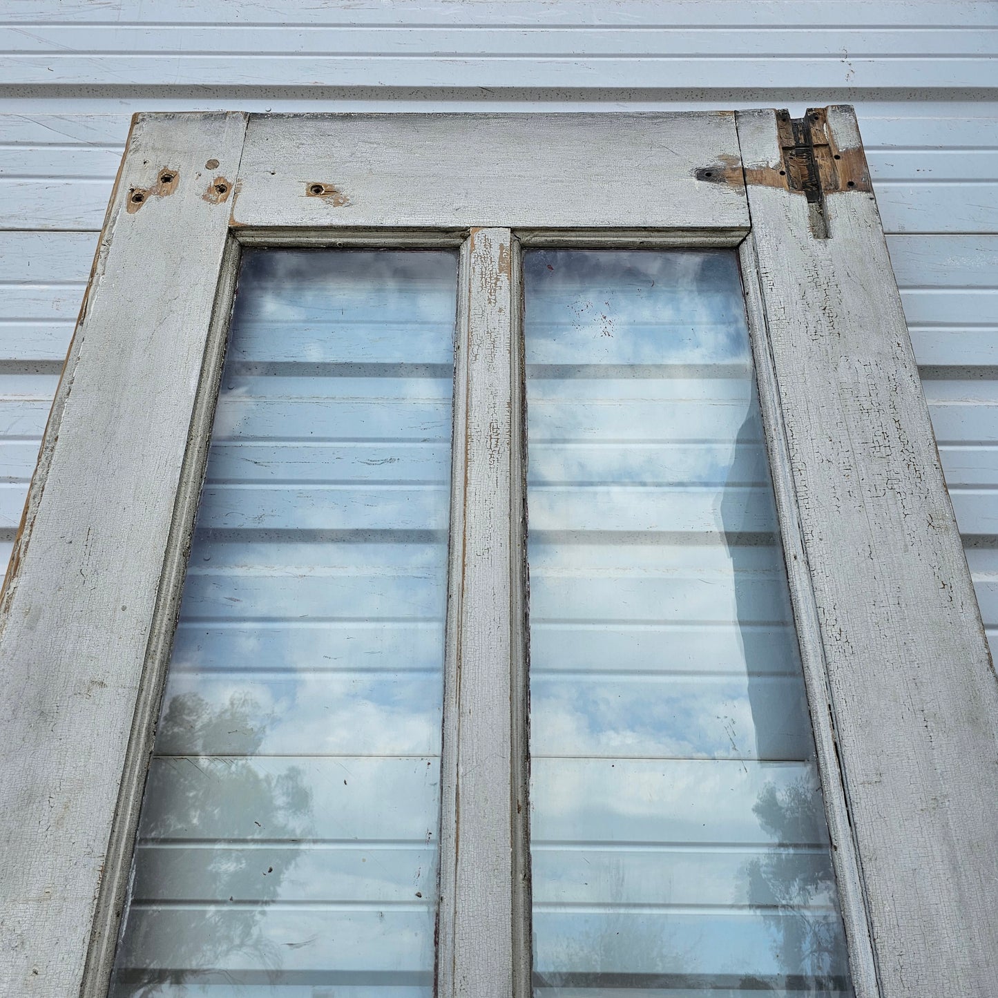 Pair of 2 Lite Painted Wood Antique Barn Doors