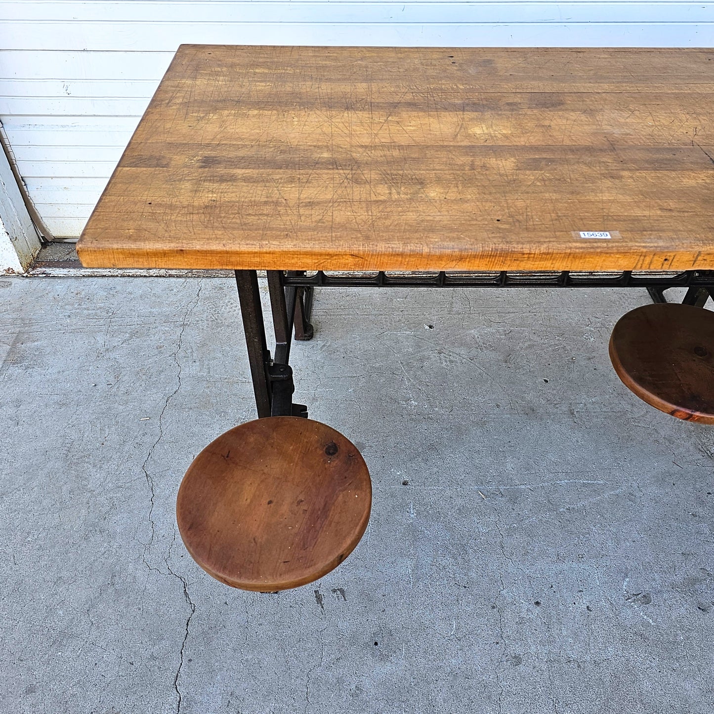 Industrial Table with Swing Out Seats