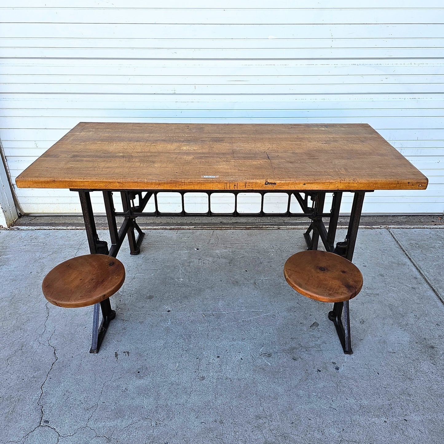 Industrial Table with Swing Out Seats