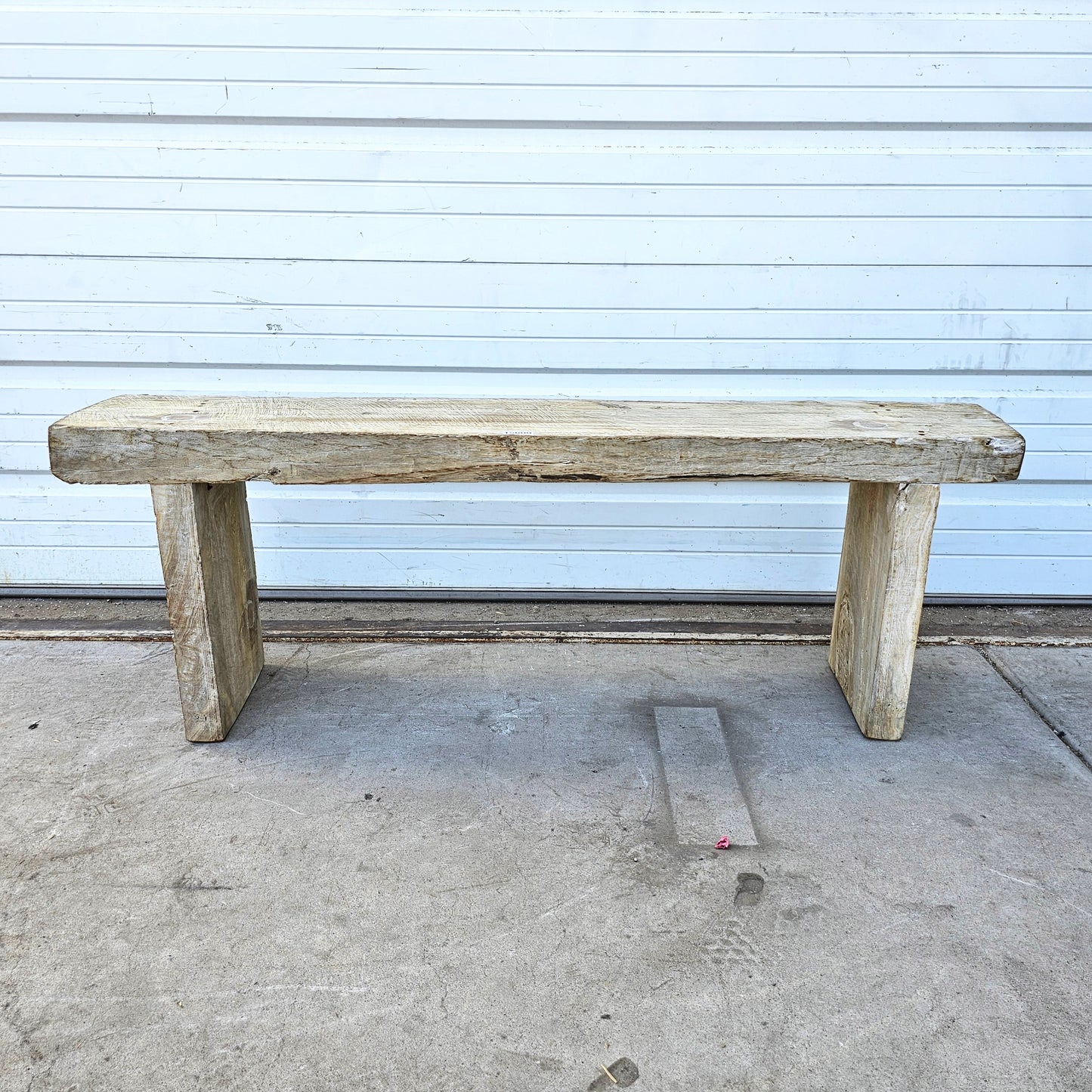 Rustic Bleached Wooden Bench