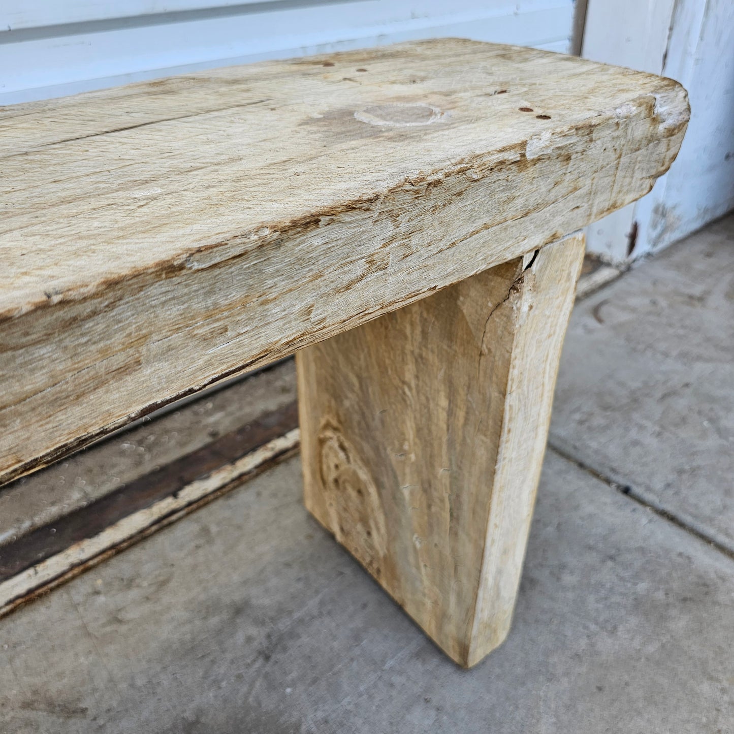 Rustic Bleached Wooden Bench