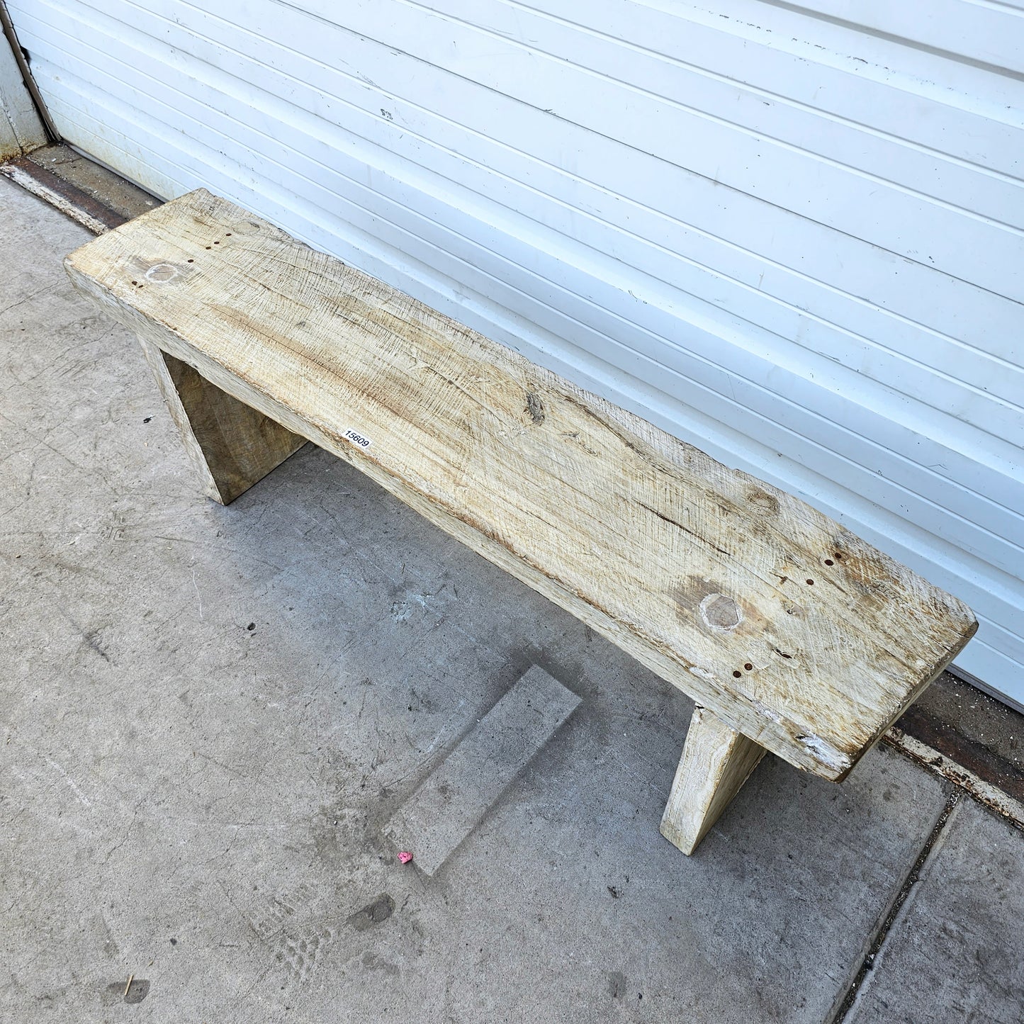 Rustic Bleached Wooden Bench