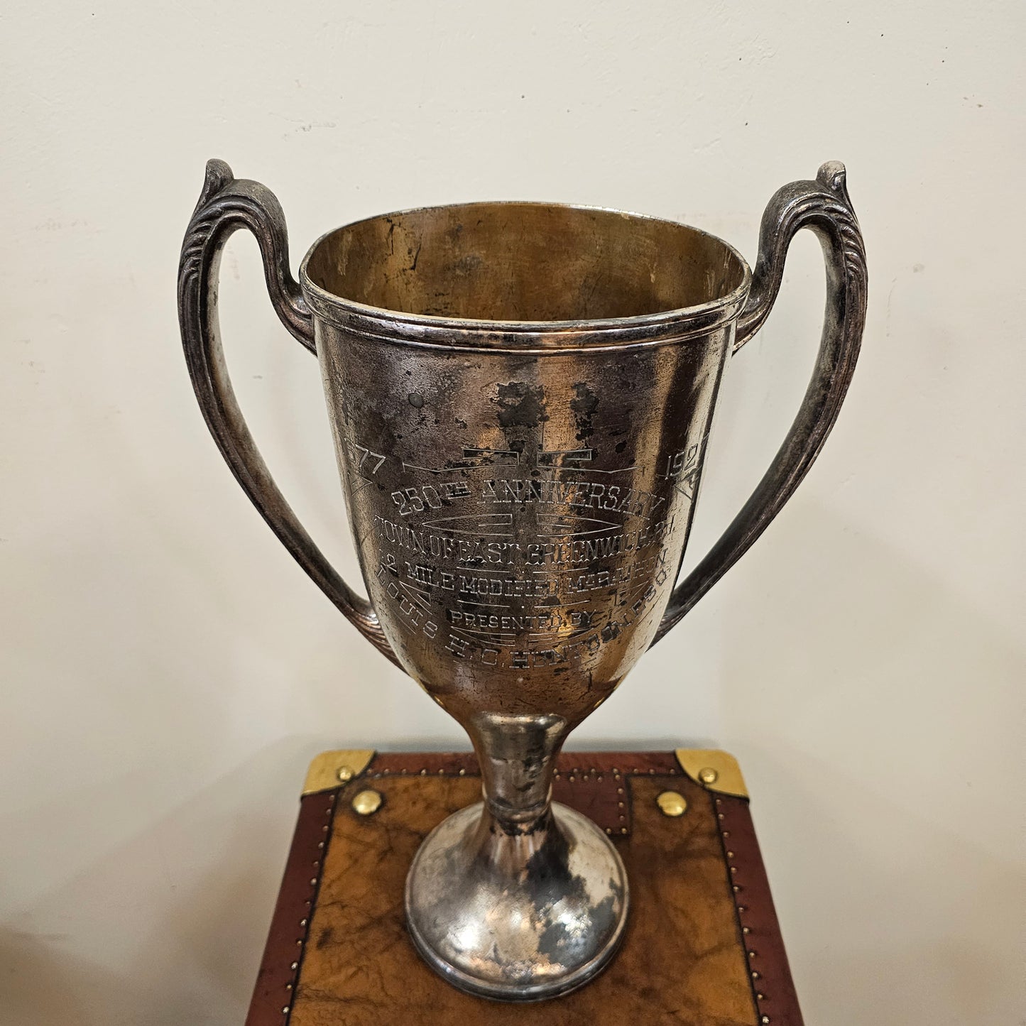 Vintage Trophy, "250th Anniversary, 12 Mile Modified Marathon, East Greenwich, R.I., 1927"