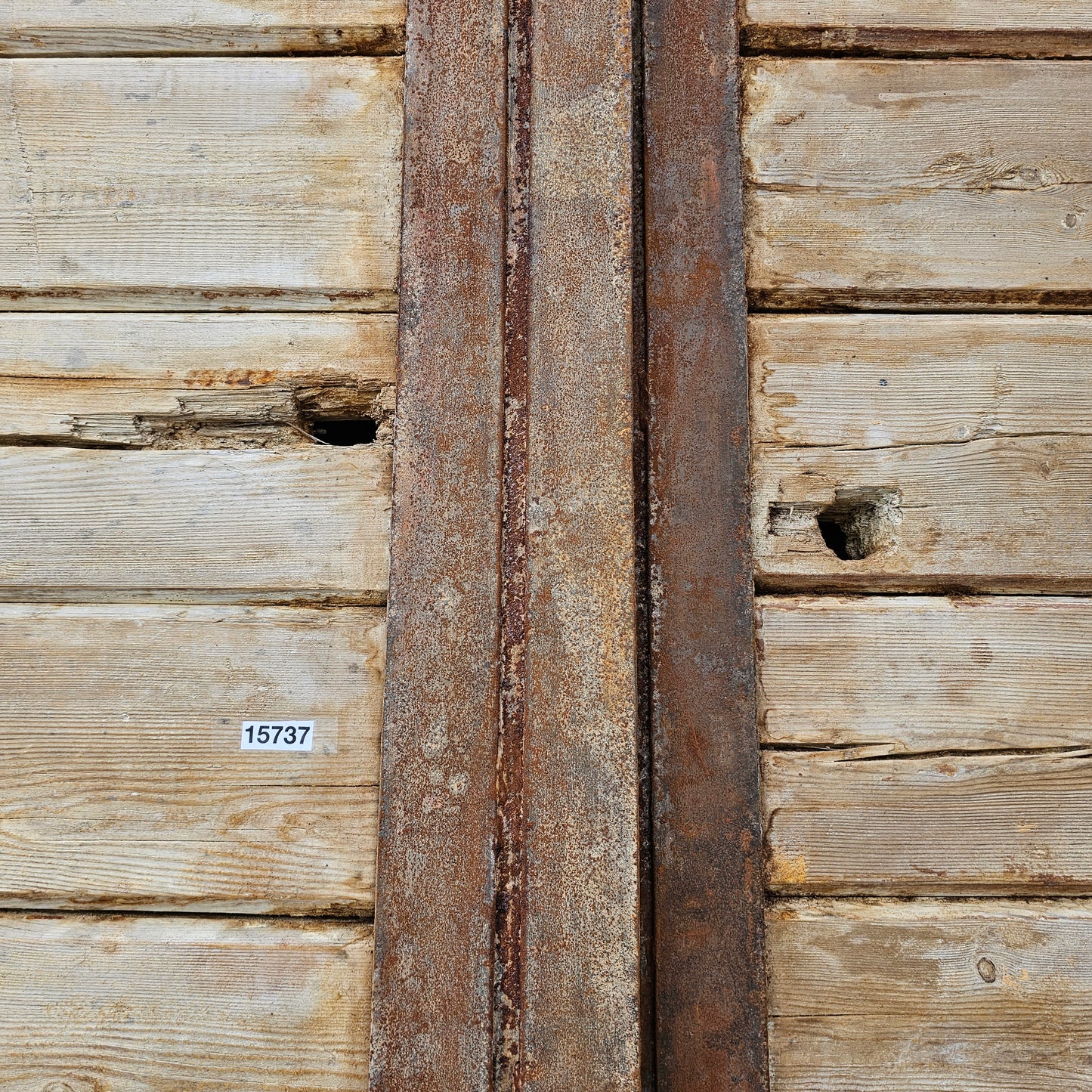Pair of Arched Wood Doors w/Iron Trim