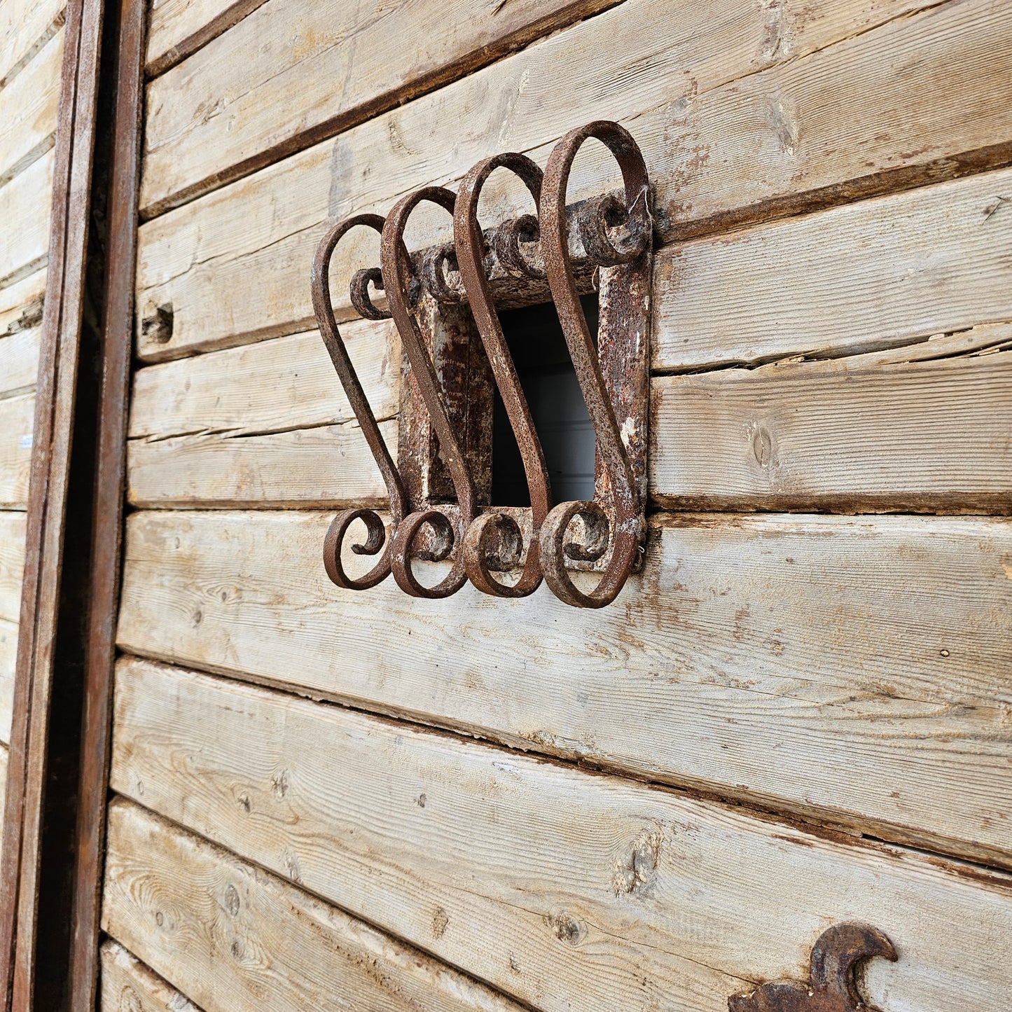 Pair of Arched Wood Doors w/Iron Trim
