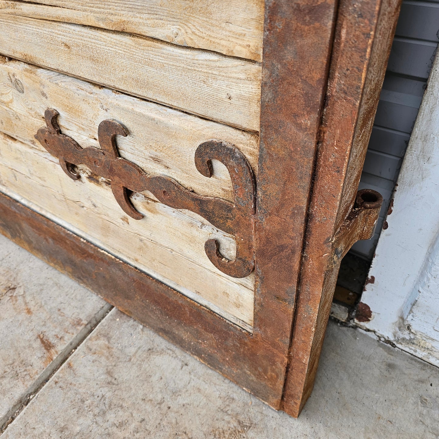 Pair of Arched Wood Doors w/Iron Trim