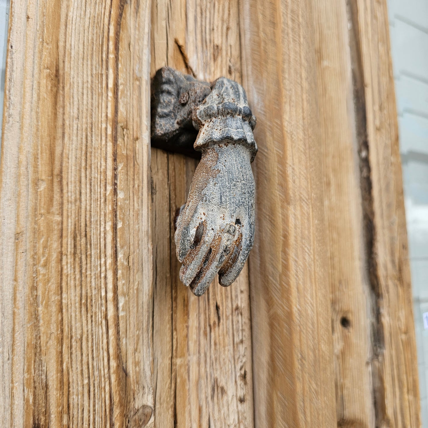 Pair of Carved Wood Doors w/2 Single Glass Lites