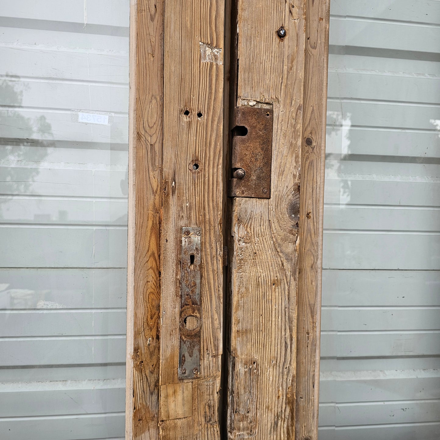 Pair of Carved Wood Doors w/2 Single Glass Lites