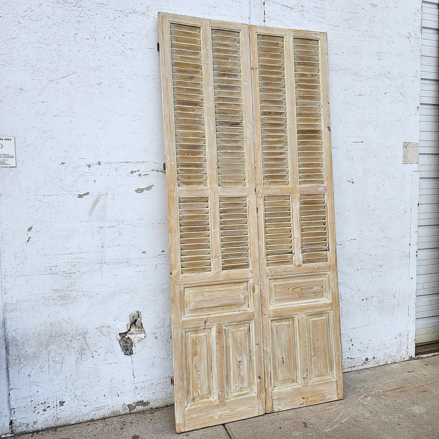 Pair of Shuttered Wood Doors w/2 Panels