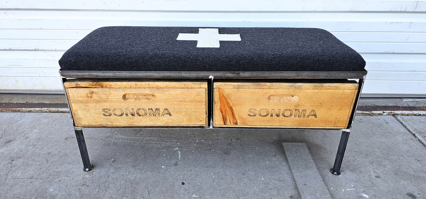 Repurposed 2 Drawer Bench with Cushion