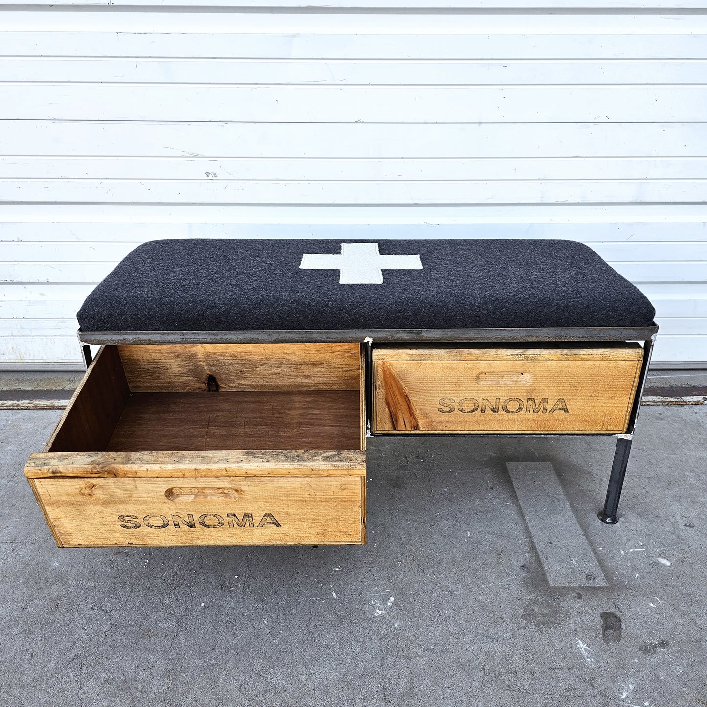 Repurposed 2 Drawer Bench with Cushion