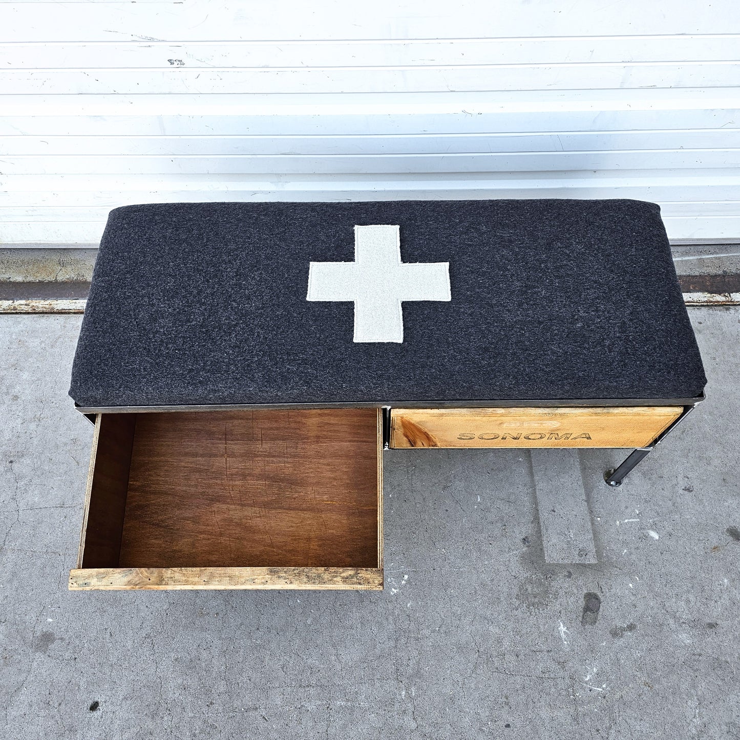 Repurposed 2 Drawer Bench with Cushion