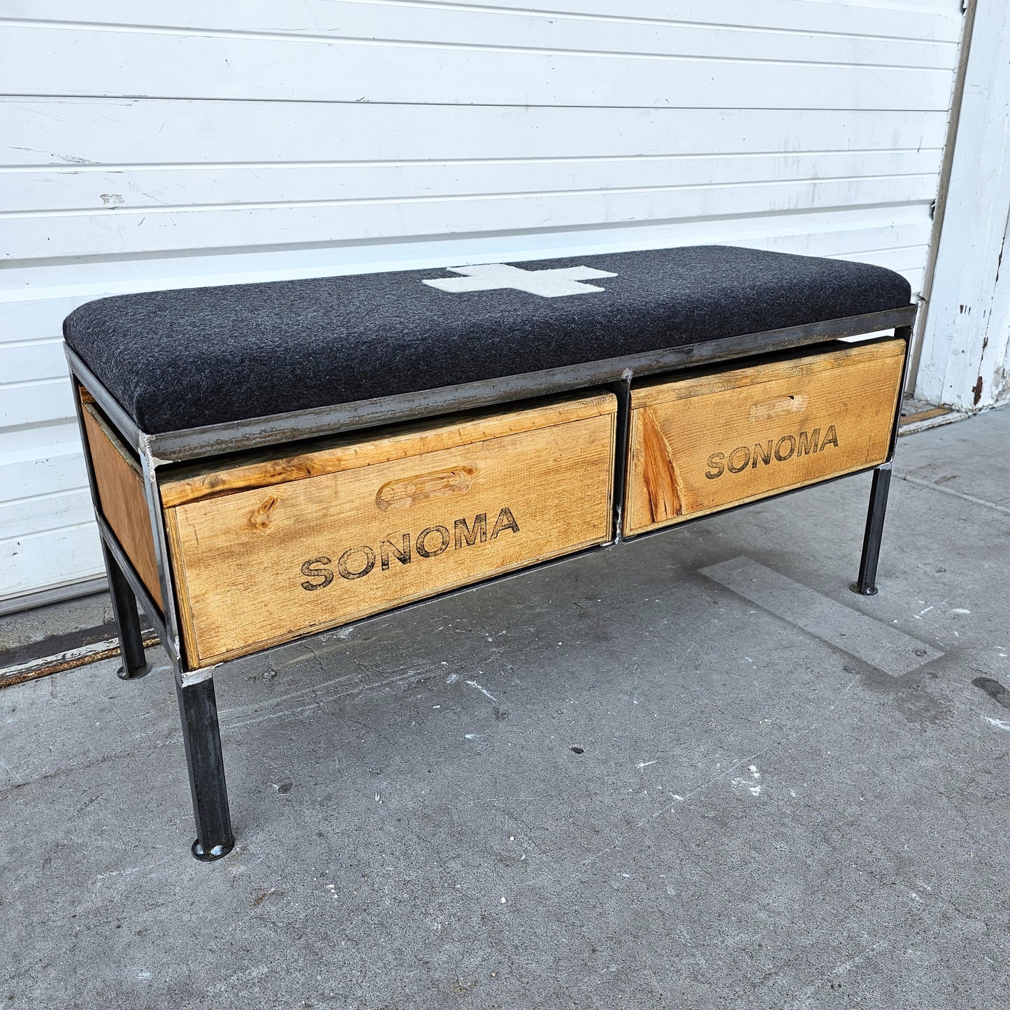 Repurposed 2 Drawer Bench with Cushion