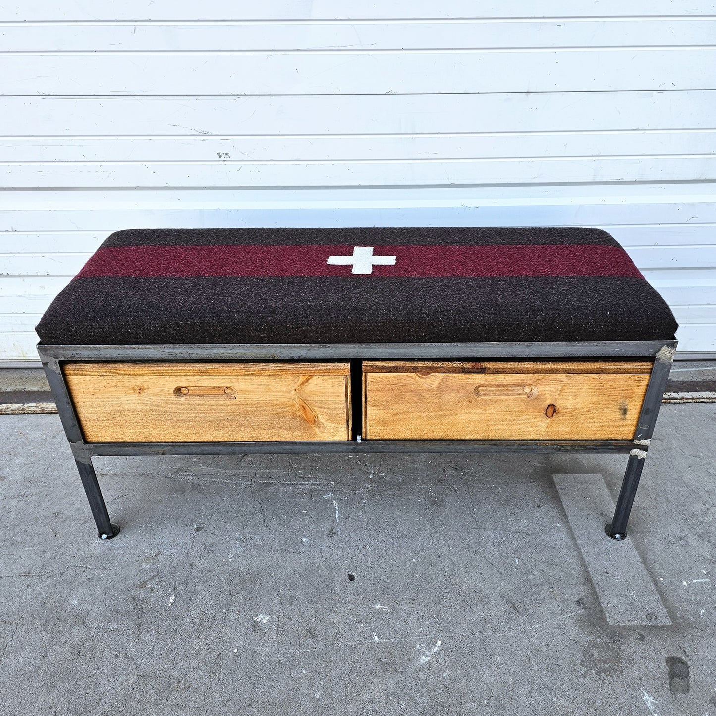 Repurposed 2 Drawer Bench with Cushion