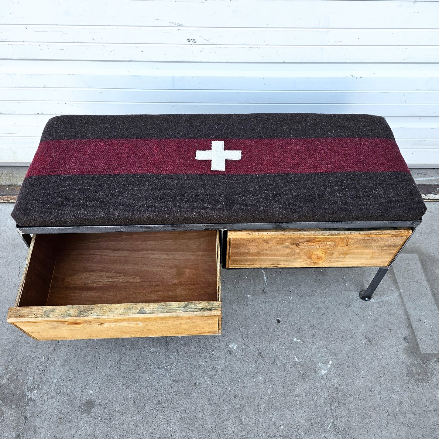 Repurposed 2 Drawer Bench with Cushion