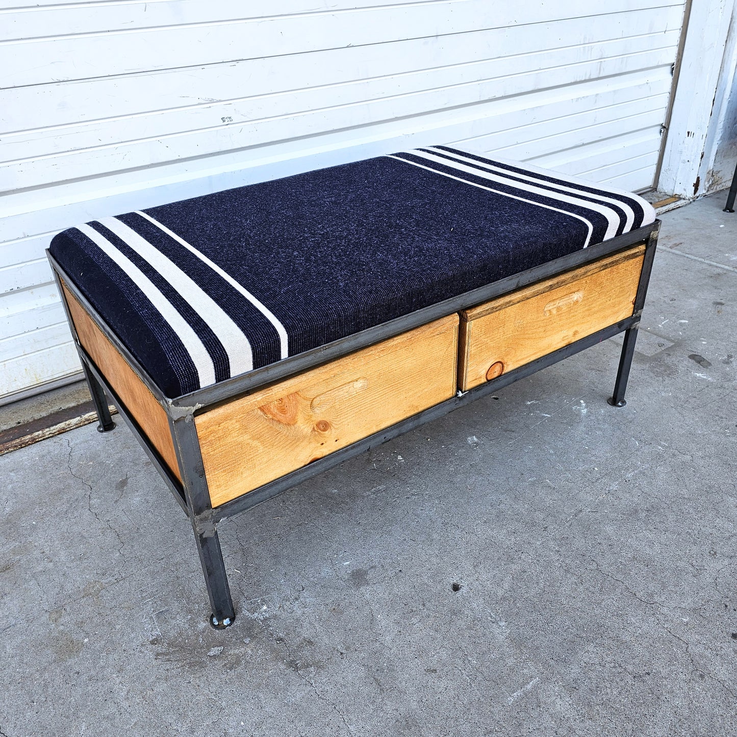Repurposed 2 Drawer Ottoman with Cushion