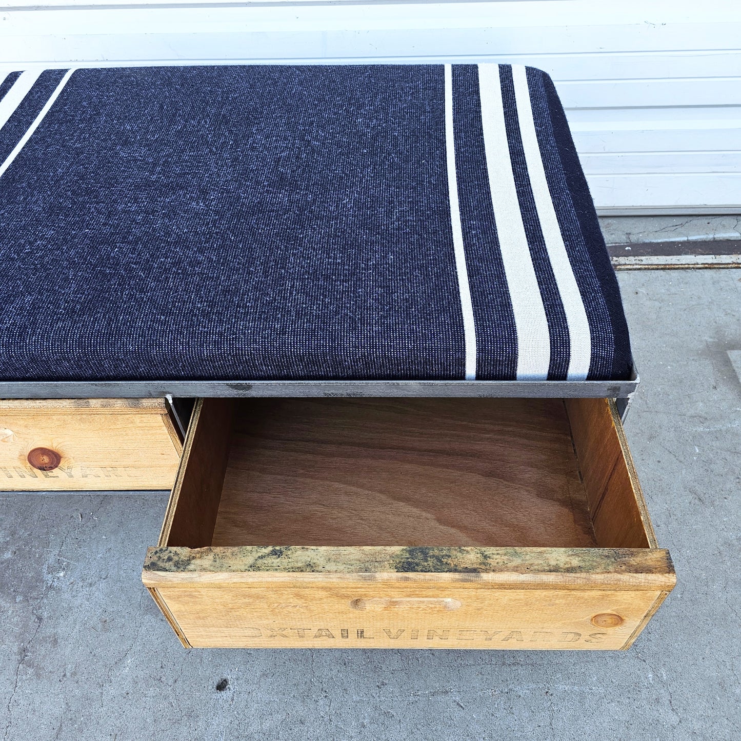 Repurposed 2 Drawer Ottoman with Cushion