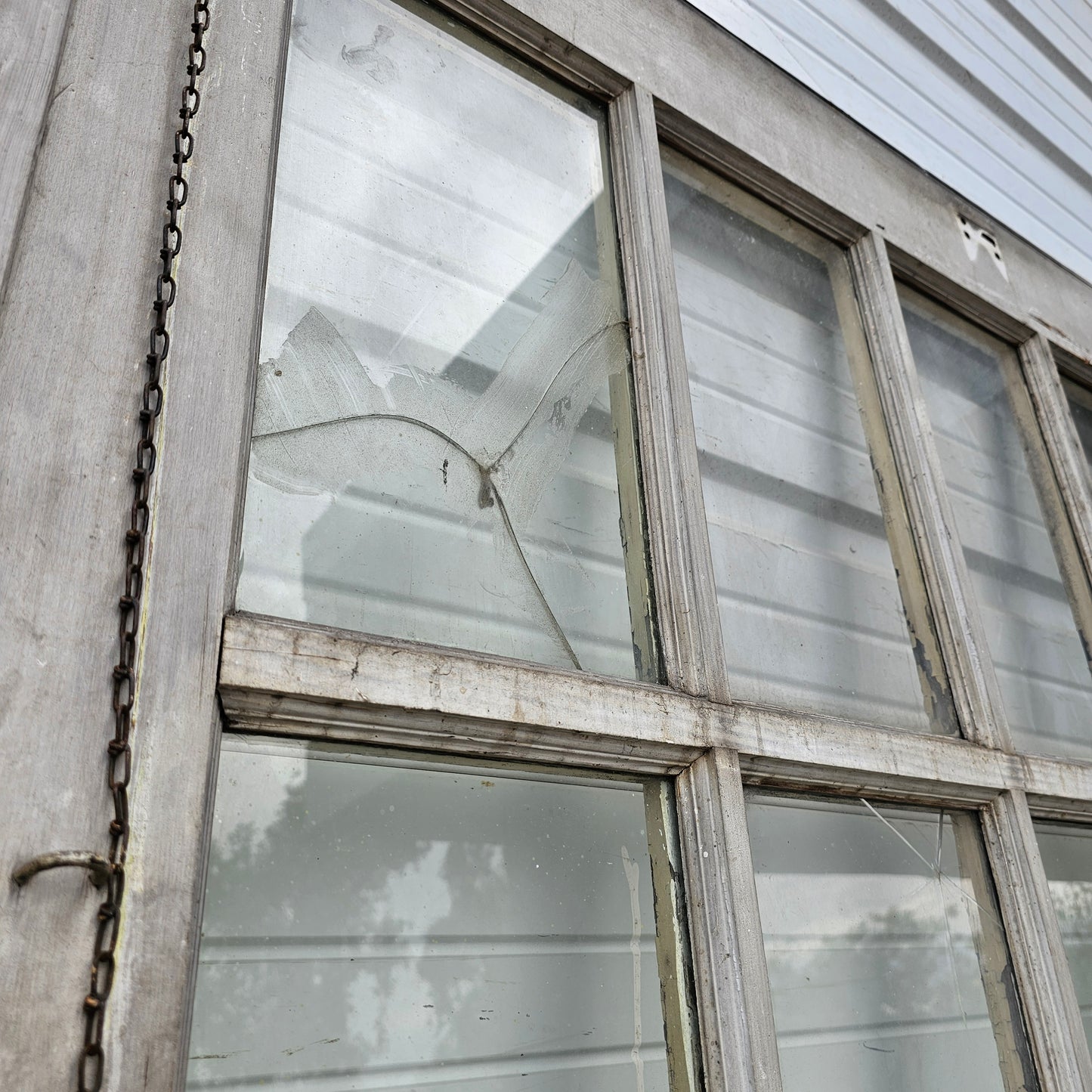 Pair of Large Yellow Carriage House Doors with 6 Lites