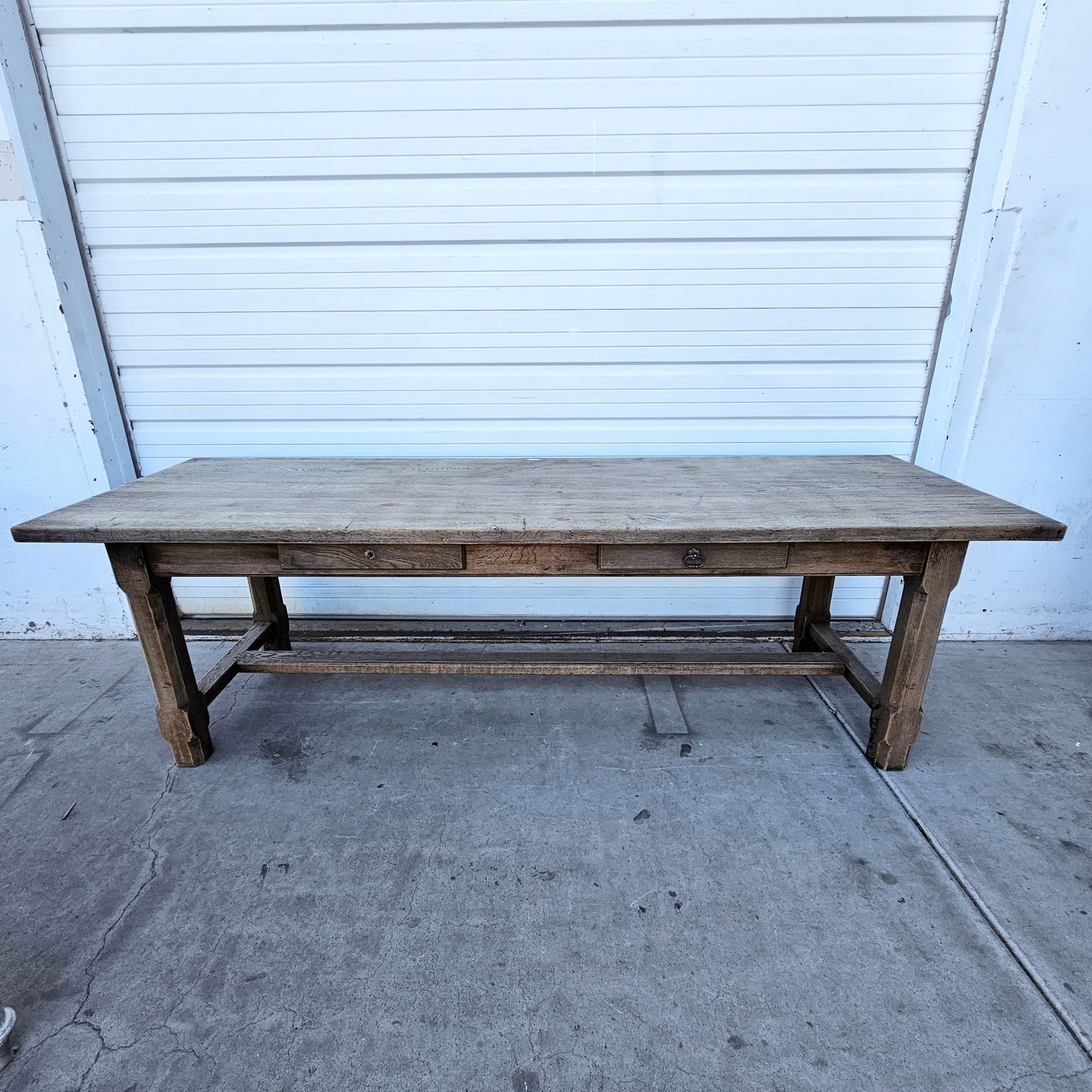 Bleached Wood French Dining Table w/2 Drawers