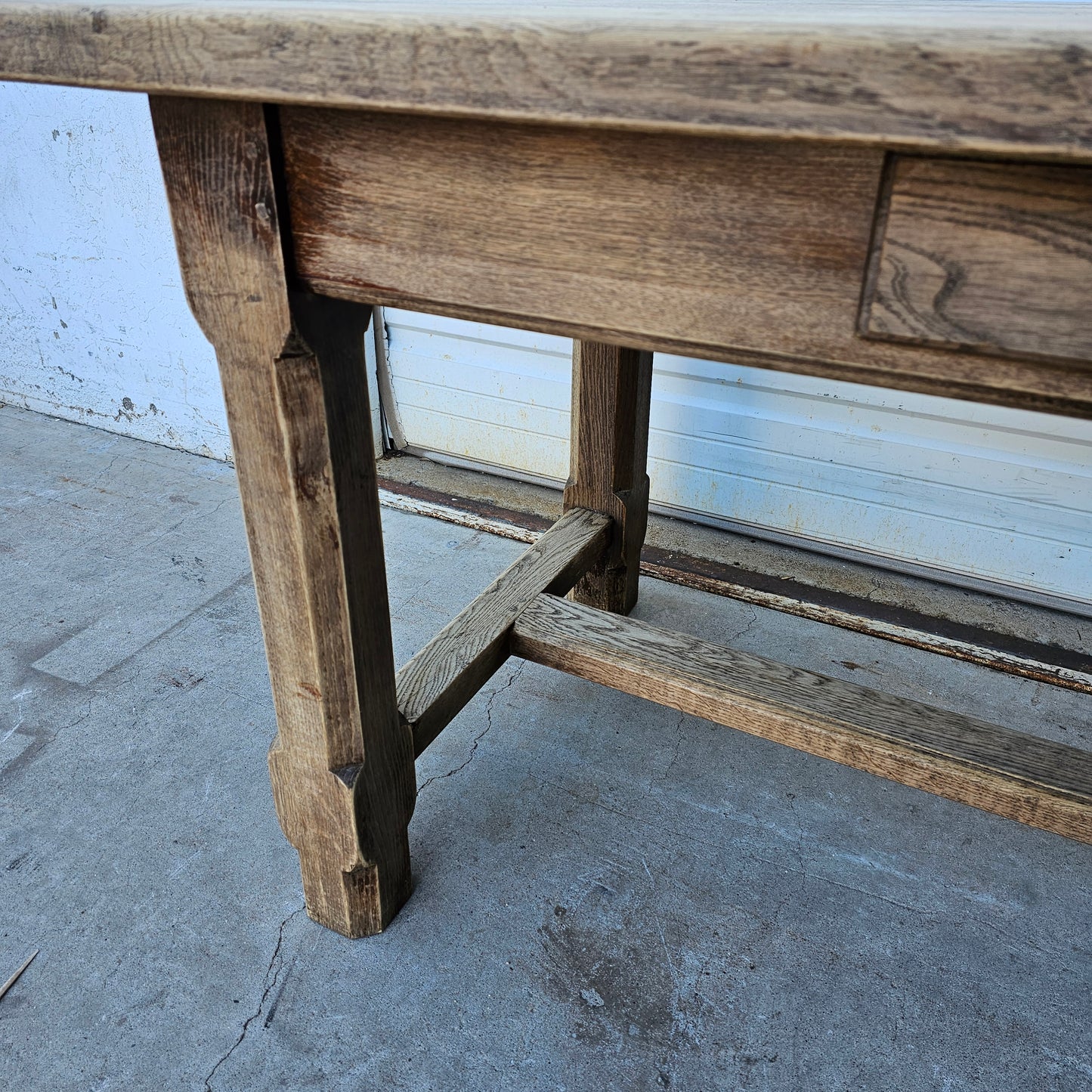 Bleached Wood French Dining Table w/2 Drawers