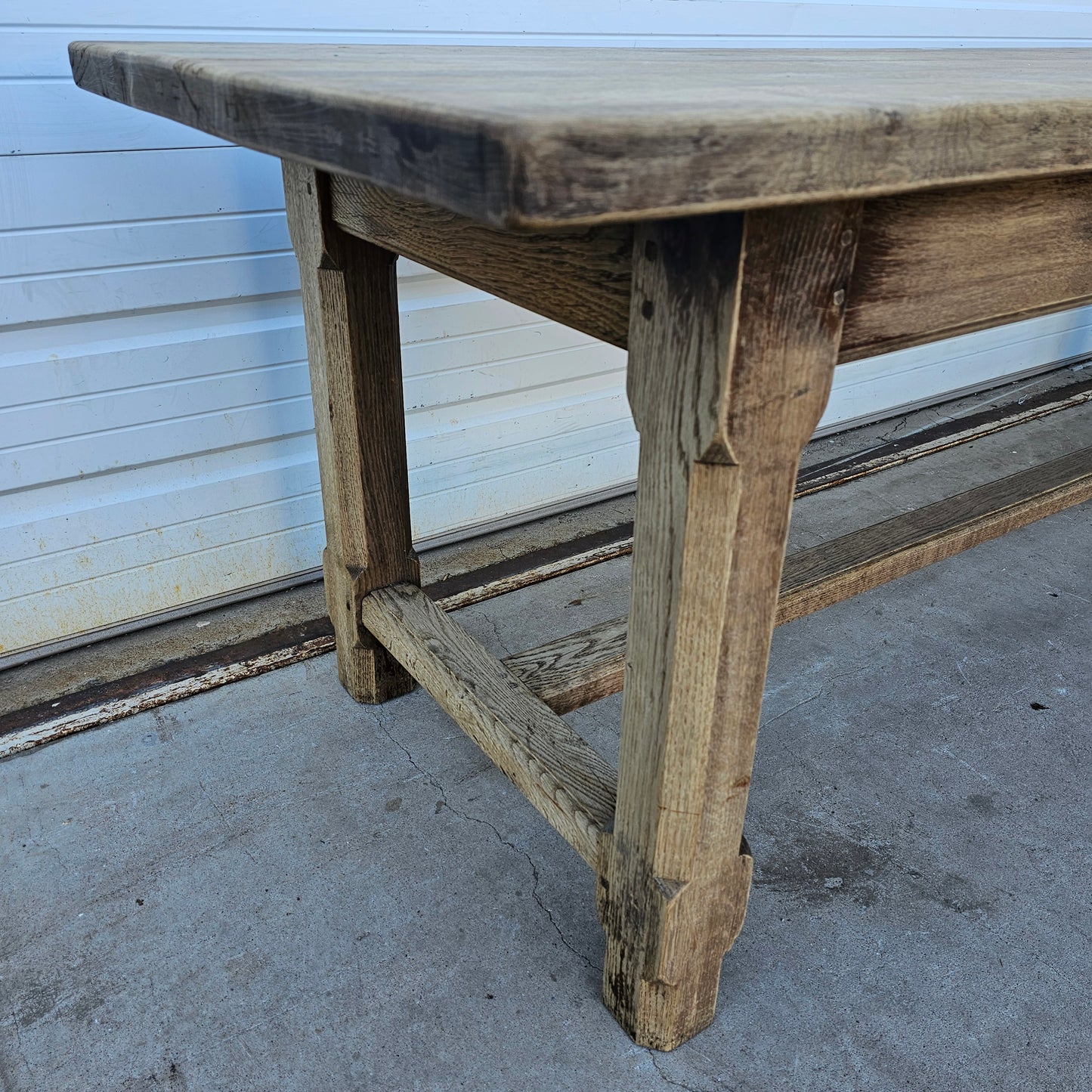 Bleached Wood French Dining Table w/2 Drawers