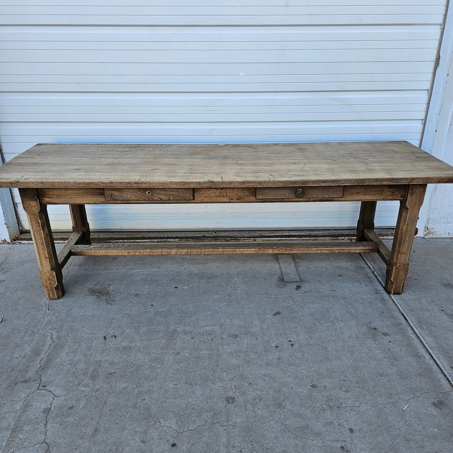 Bleached Wood French Dining Table w/2 Drawers