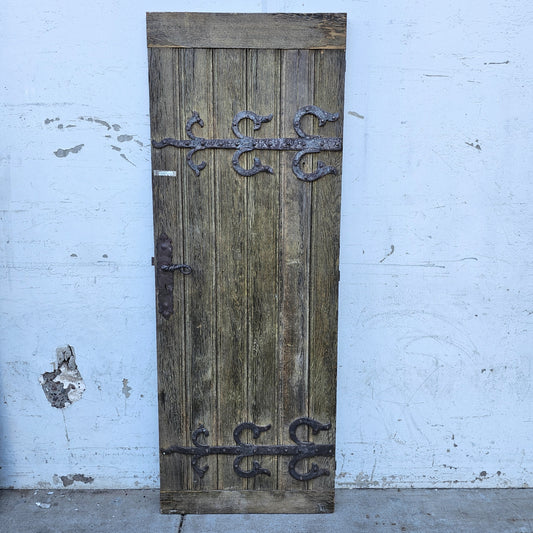 Single Antique Oak French Door w/Iron Hardware