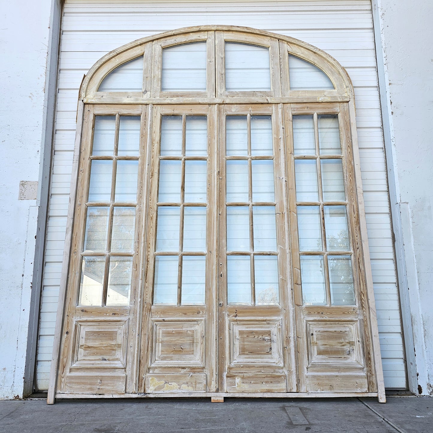 Set of 4 Washed Wood Doors and Transom w/36 Lites