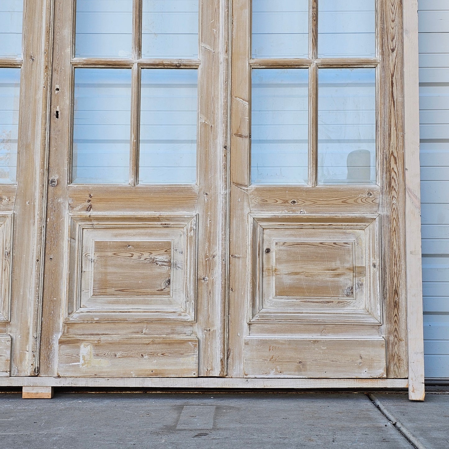 Set of 4 Washed Wood Doors and Transom w/36 Lites