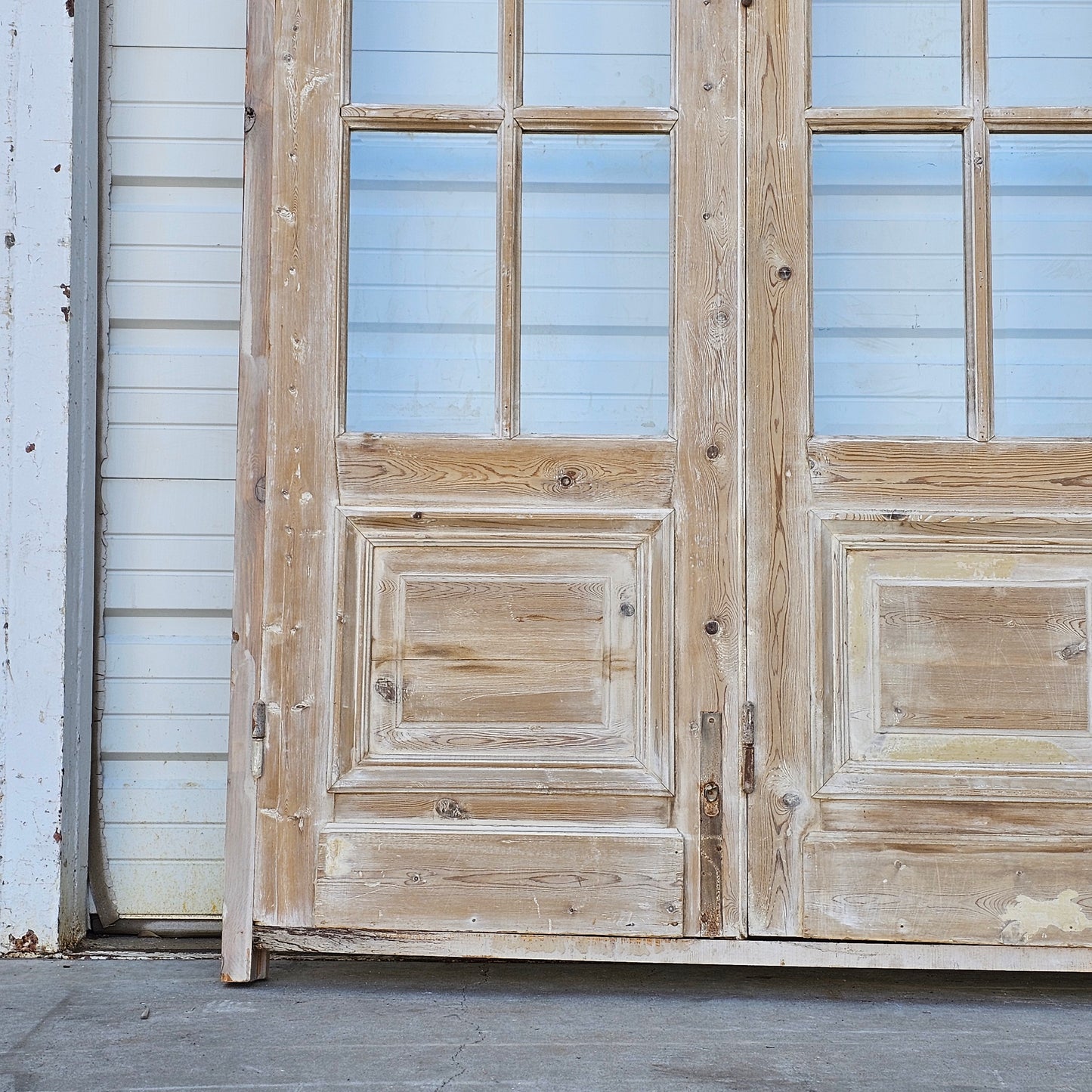 Set of 4 Washed Wood Doors and Transom w/36 Lites