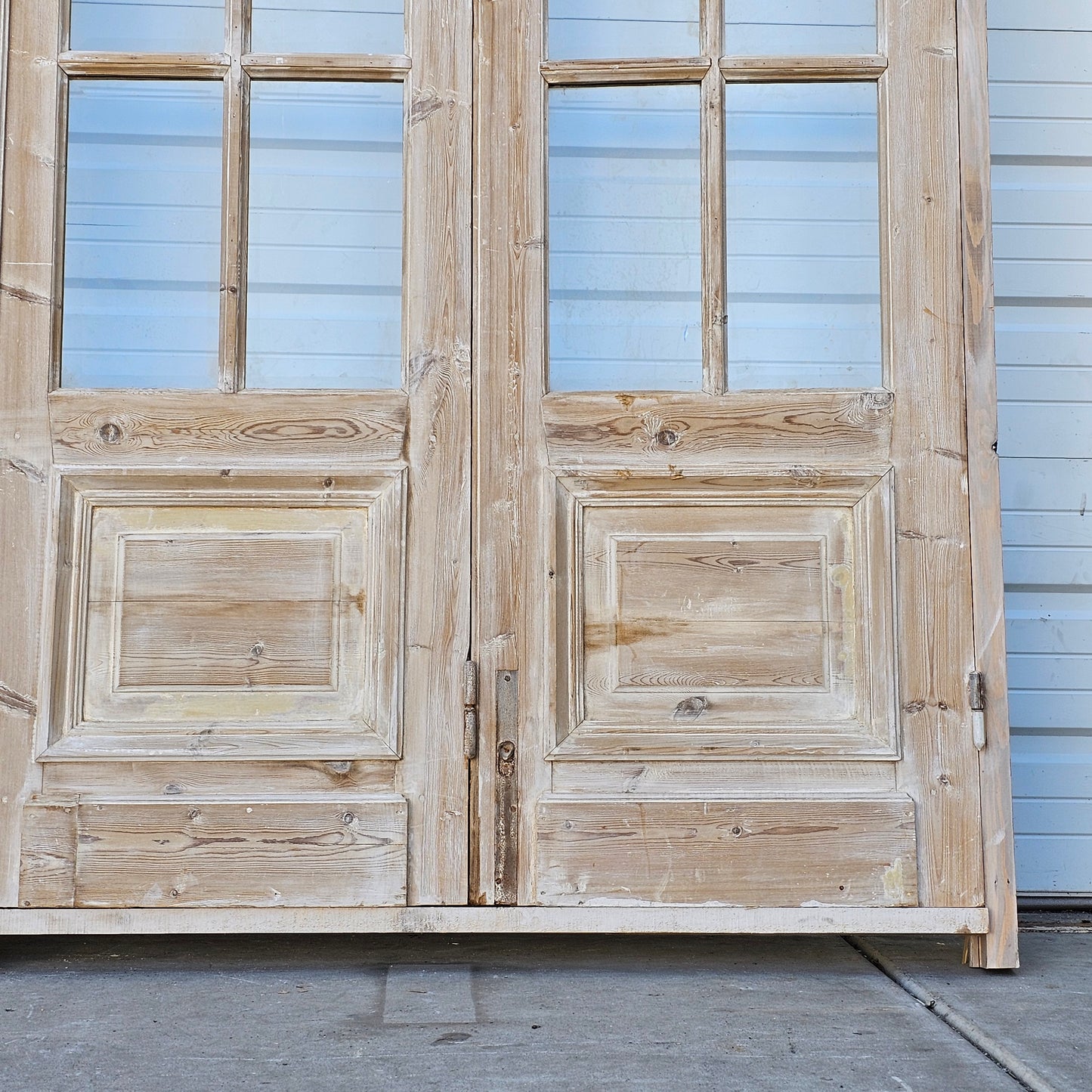 Set of 4 Washed Wood Doors and Transom w/36 Lites