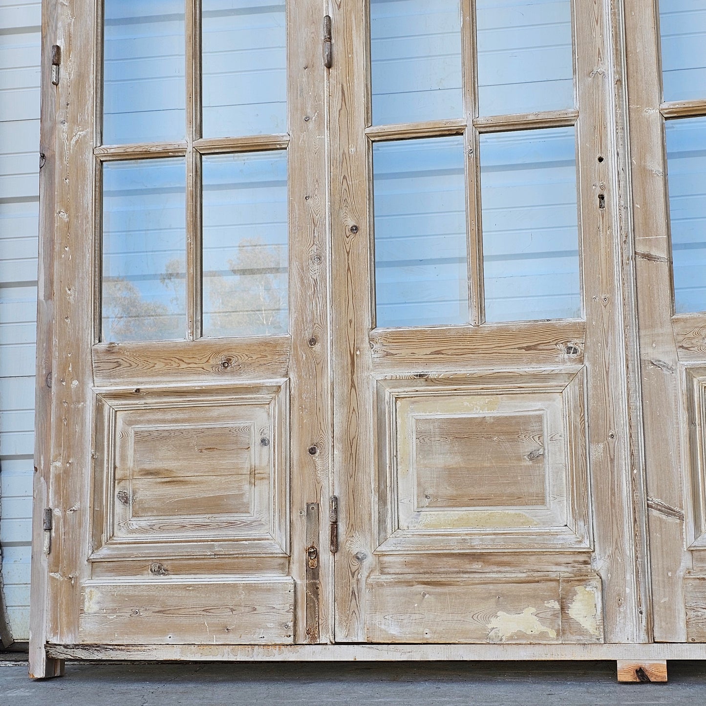 Set of 4 Washed Wood Doors and Transom w/36 Lites