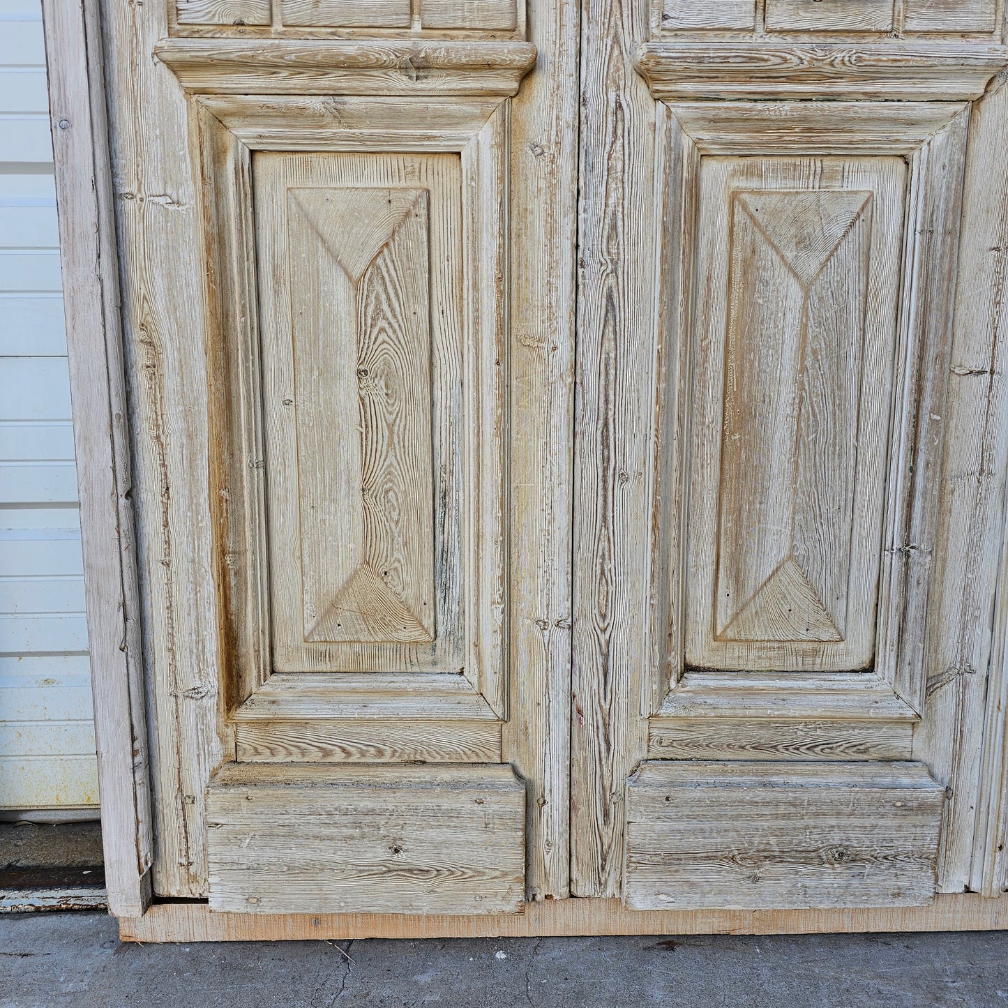 Set of 4 Painted Wood Doors and Transom w/7 Panes