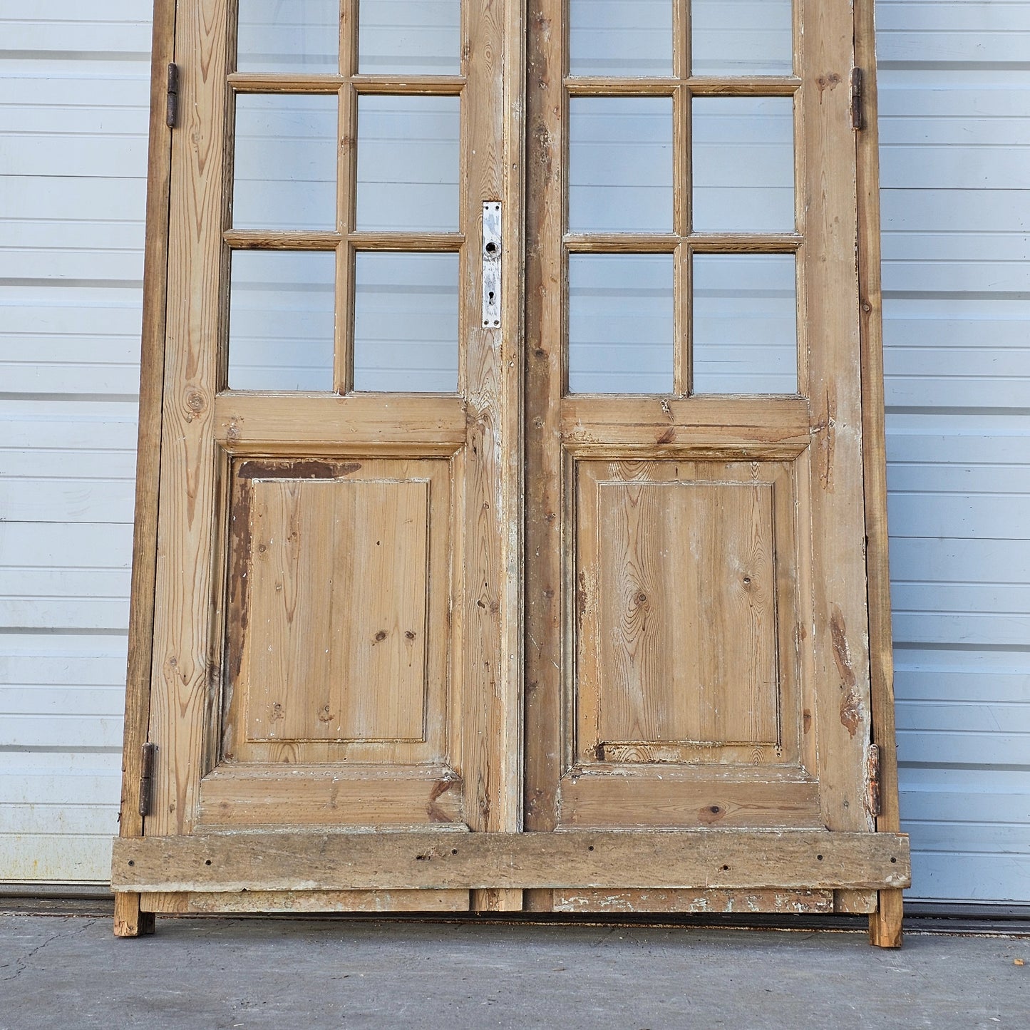 Set of 2 of Washed Wood French Doors w/Transom