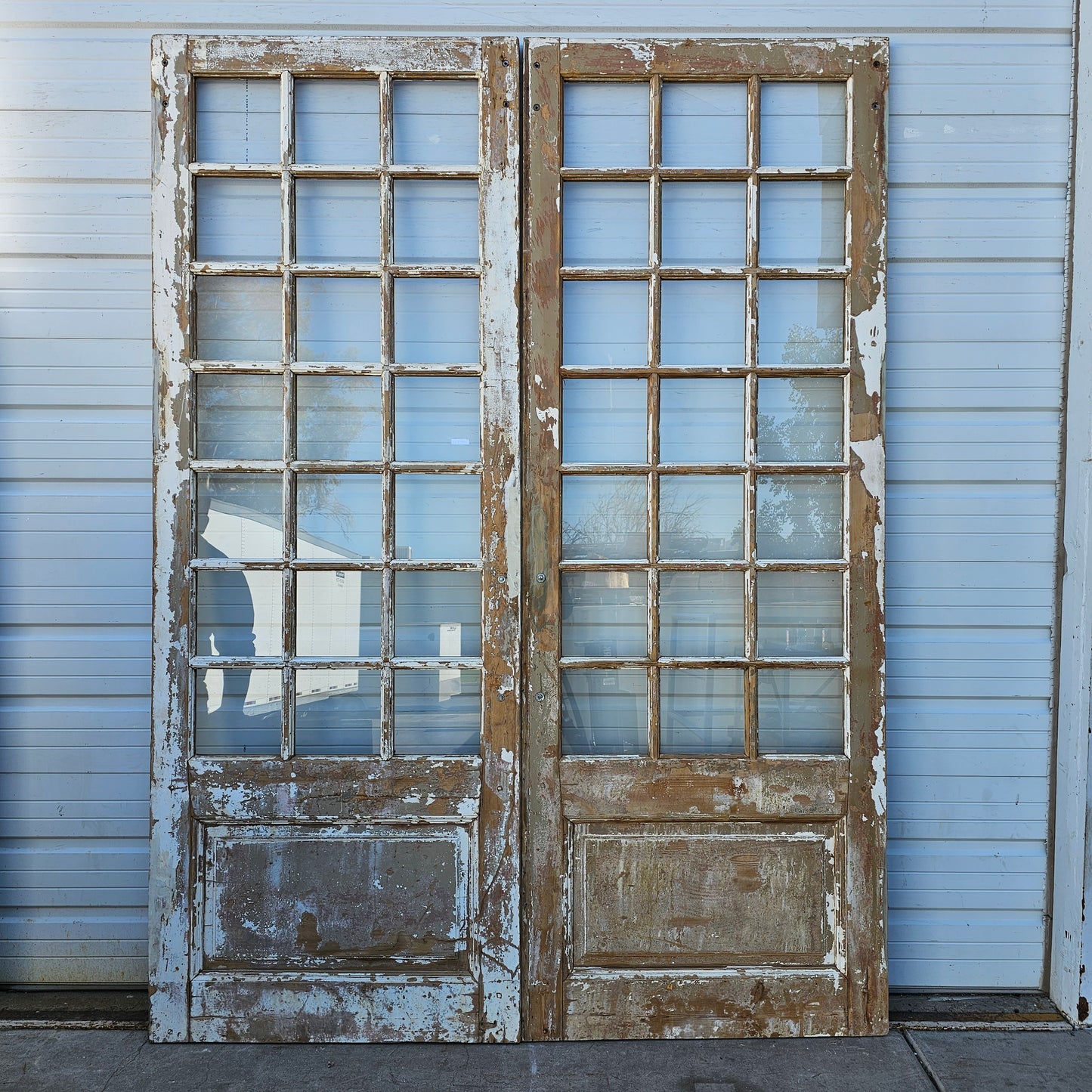 Pair of Painted French Doors w/42 Glass Lites