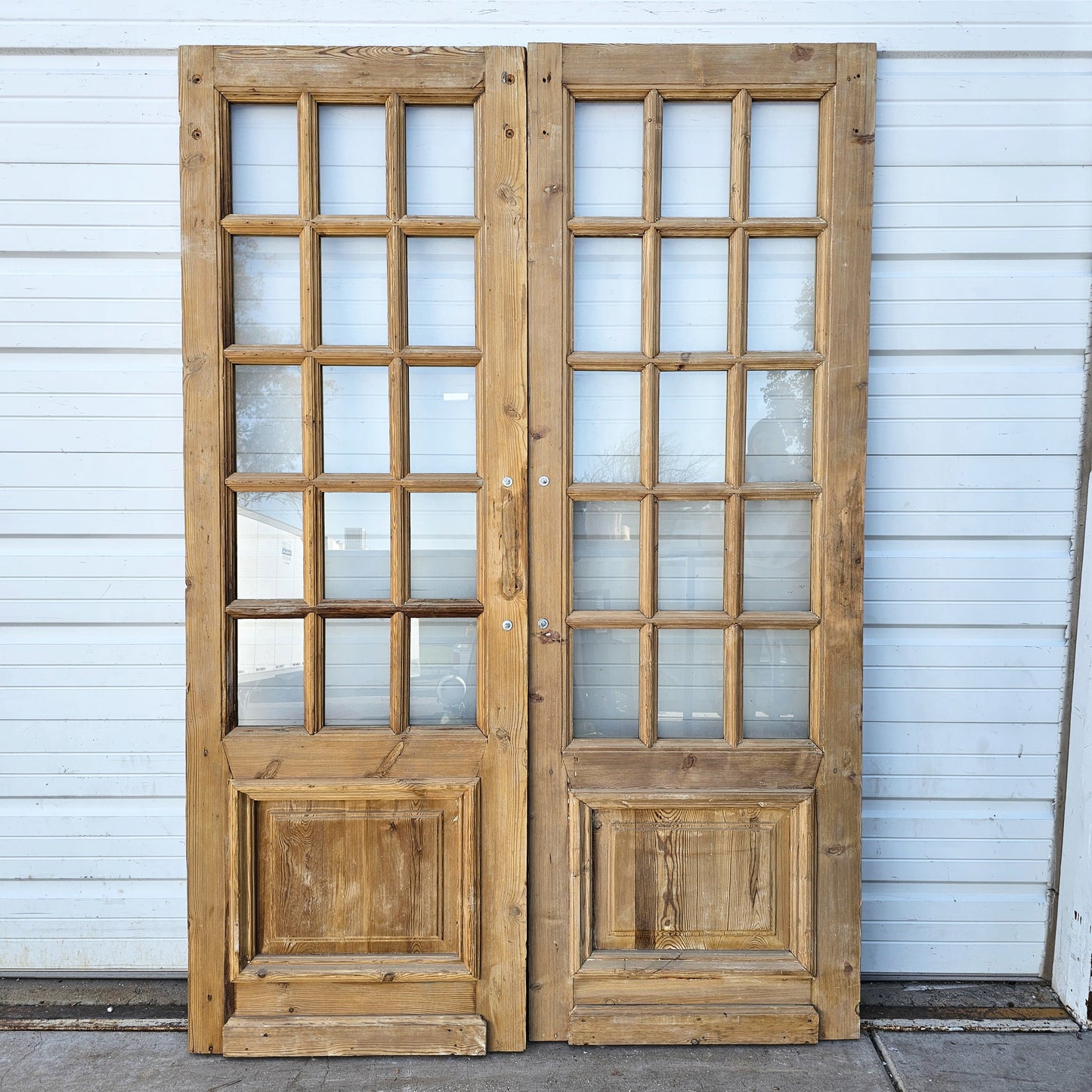 Pair of Painted Wood French Doors w/36 Lites