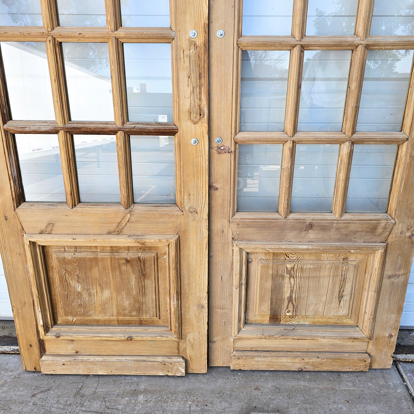 Pair of Painted Wood French Doors w/36 Lites