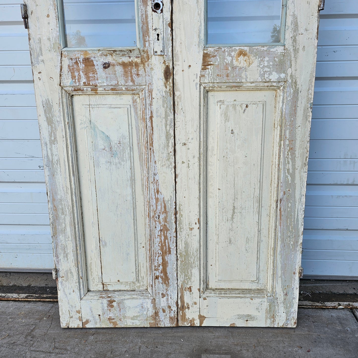 Pair of Painted Wood French Doors w/6 Lites