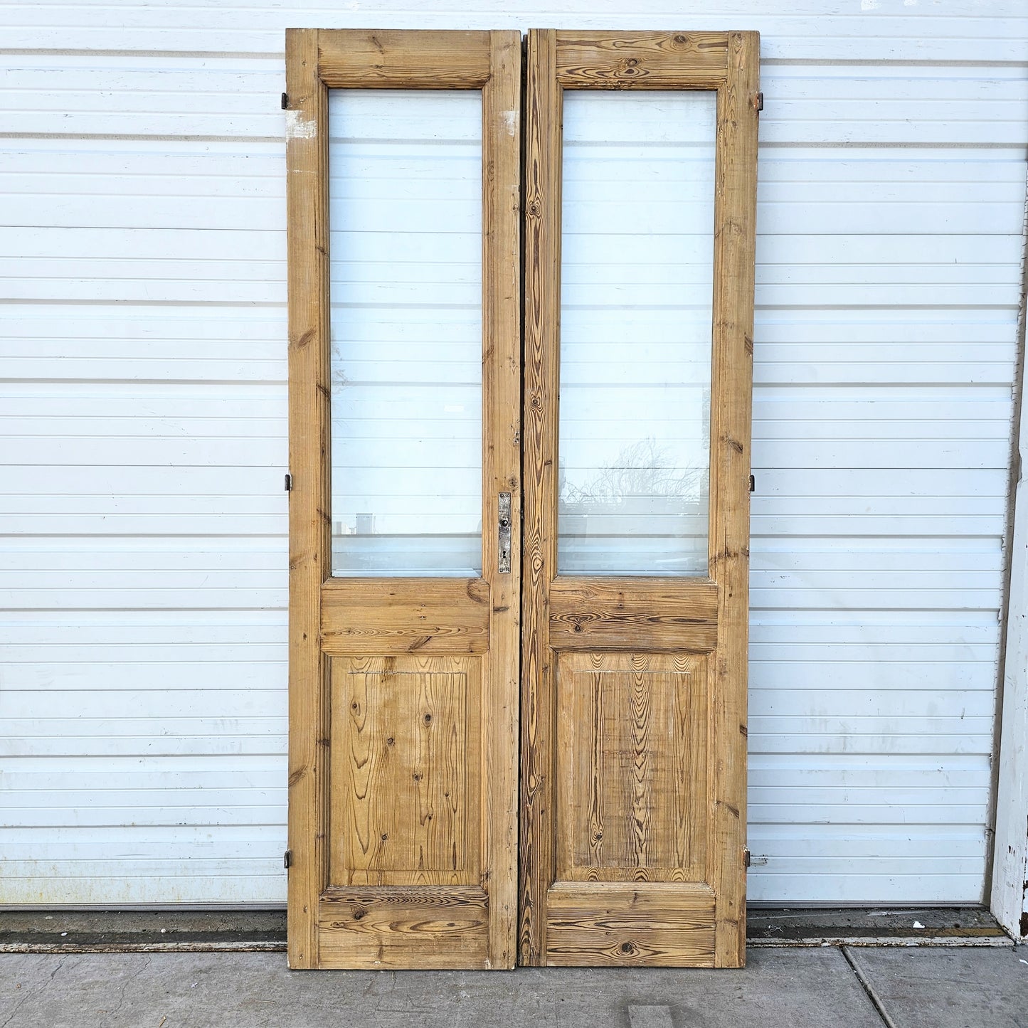 Pair of Wood French Doors w/2 Glass Lites