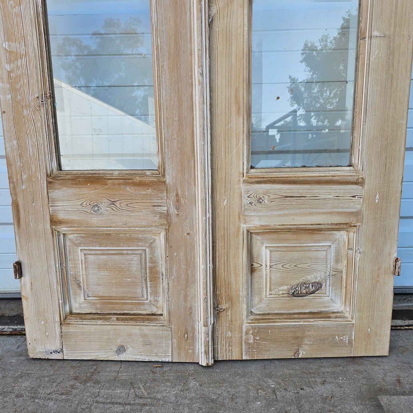 Pair of Washed Wood French Doors w/10 Lites