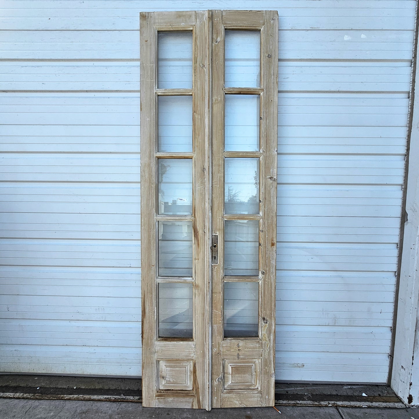Pair of Washed Wood French Doors w/10 Lites
