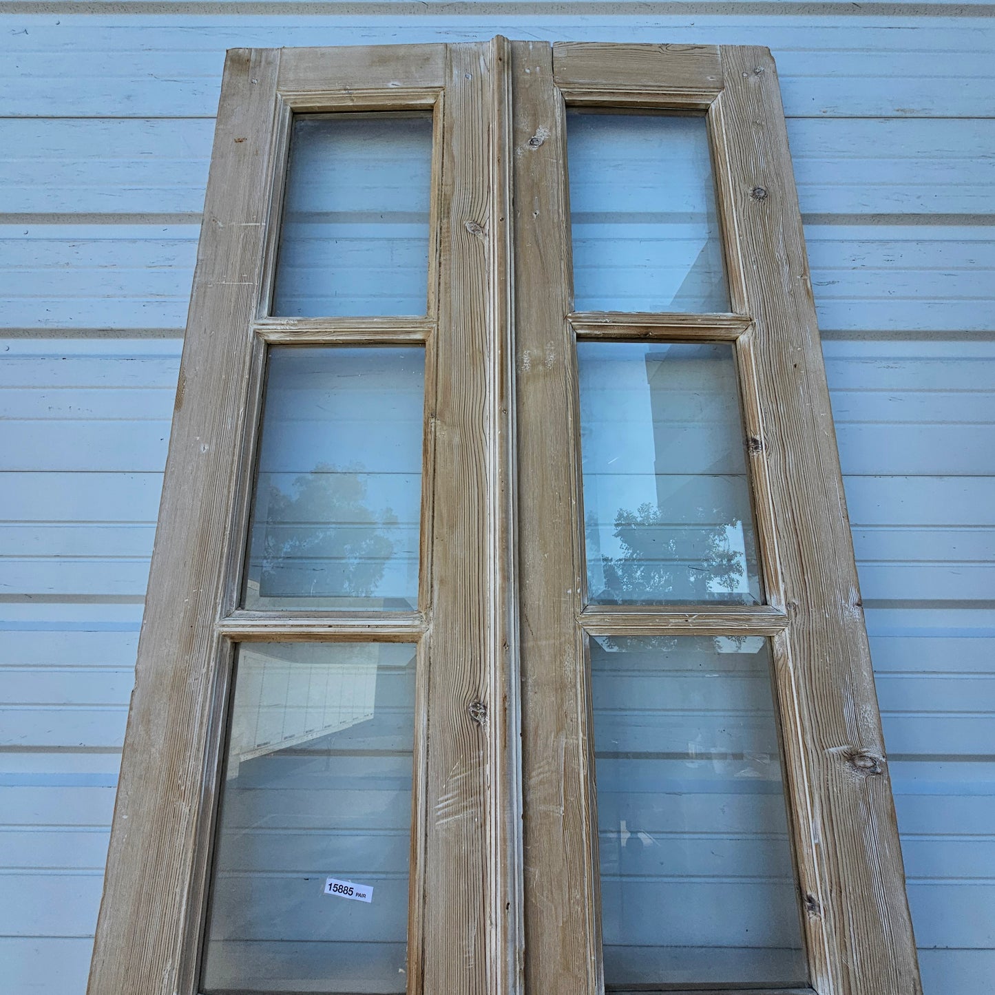 Pair of Washed Wood French Doors w/10 Lites