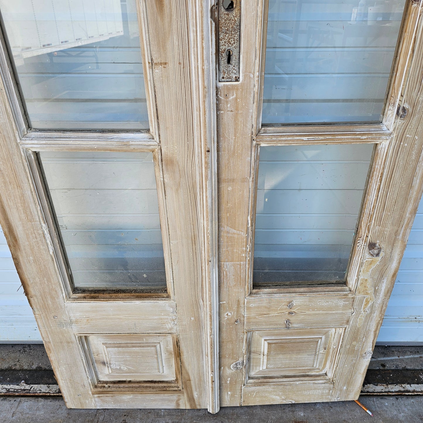 Pair of Washed Wood French Doors w/10 Lites