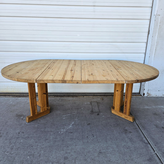 Heavy Danish Pine Dining Table w/2 Leaves