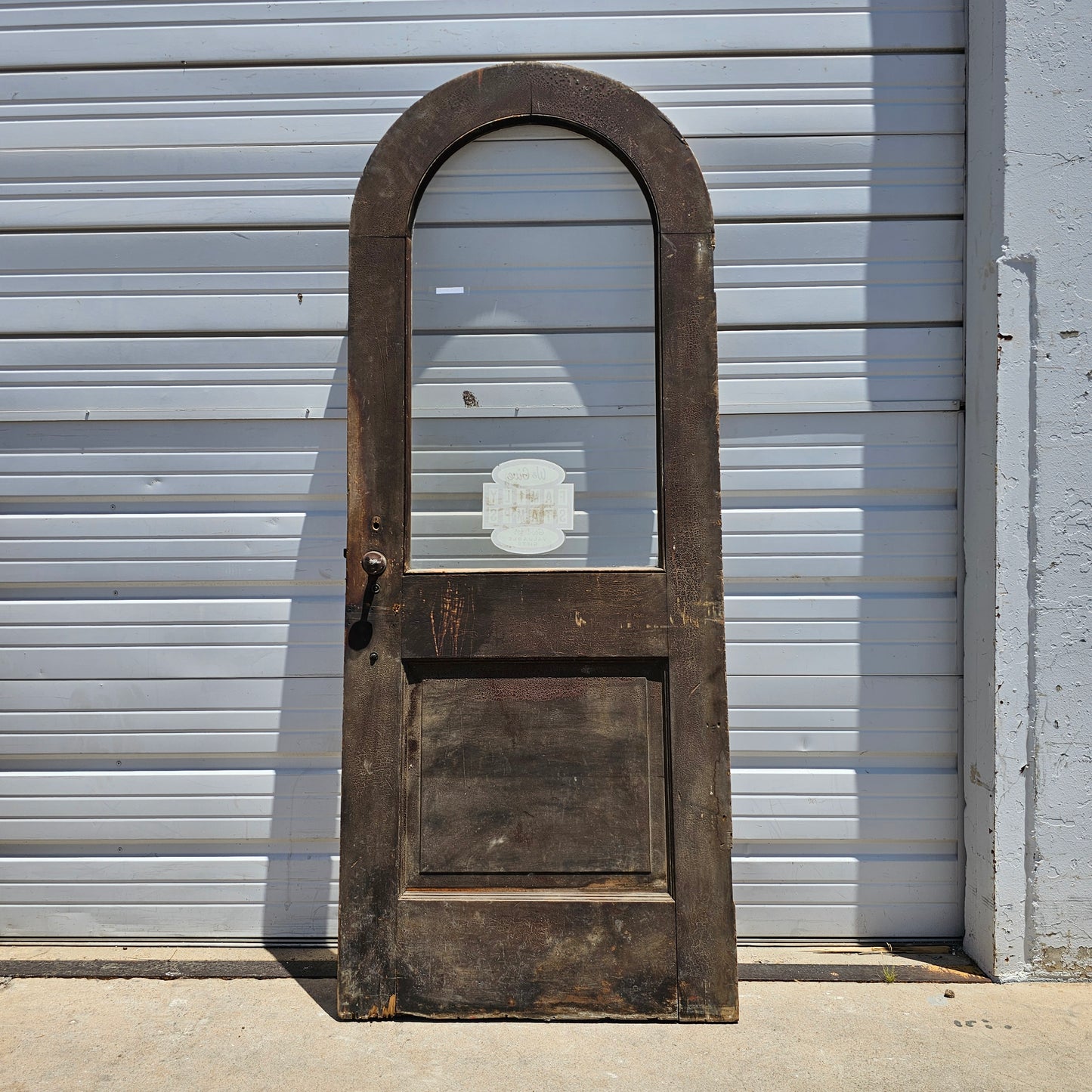 Single White & Red Arched (Half-Round) Antique Door